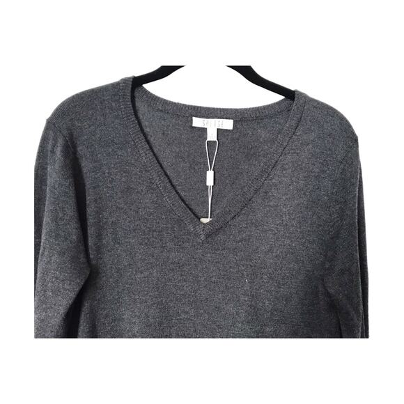 Spense Top Womens Size M Grey Wool Blend Long Sleeve V-Neck Pullover Sweater - Picture 2 of 12